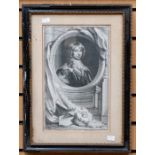 17th century Methuen Family member etching from 1745 in period frame.