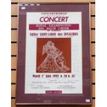 1993 Concert poster signed by all involved of the Royal Leamington Spa Bach choir framed 39cm x