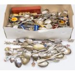 A collection of assorted silver and silver plated souvenir & commemorative tea and coffee spoons,