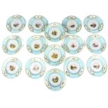 An early 20th Century Minton sixteen piece dessert service comprising ten plates; four comports and