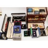 A collection of costume jewellery to include various cufflinks, tie pins to include a gold tie pin