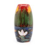 Anita Harris Art Pottery: A Skittle vase in the 'Water Lily' design. Height approx 18cm. Signed in