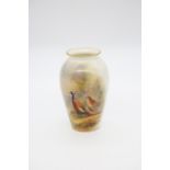 A Royal Worcester small vase, shape no: G461, body painted with pair of Pheasants, signed by James