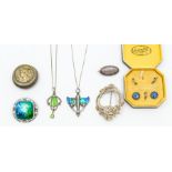 A collection of late 19th early 20th Century jewellery to include a Charles Horner silver and enamel