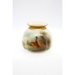 A Royal Worcester globular vase, shape no: 158/H, the body painted with a pair of Pheasants,