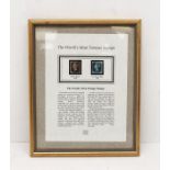 A framed stamp collection entitled the Worlds most famous stamps with examples of a Penny Back