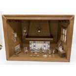 A collection of Victorian style novelty miniature silver kitchenware to include: Dresser with set of