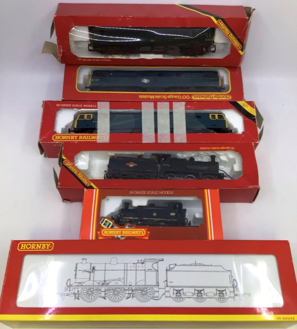Railway: six Hornby 00 gauge locomotives to include three diesel units repainted, one 0-6-0 loco