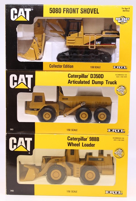 ERTL: A collection of three boxed ERTL diecast models, 1:50 Scale, to comprise: Cat 5080 Front