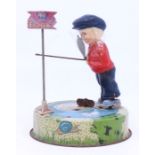 Mettoy: An unboxed Mettoy tinplate 'Billy the Fisherman' clockwork toy. Tin printed base, with a