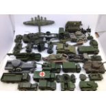 Dinky: A collection of assorted Dinky military vehicles to include 88mm Gun, Leopard Tank, Artillery