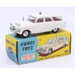Corgi: A boxed Corgi Toys, Ford Zephyr Motorway Patrol, 419, white body, aerial broken, vehicle