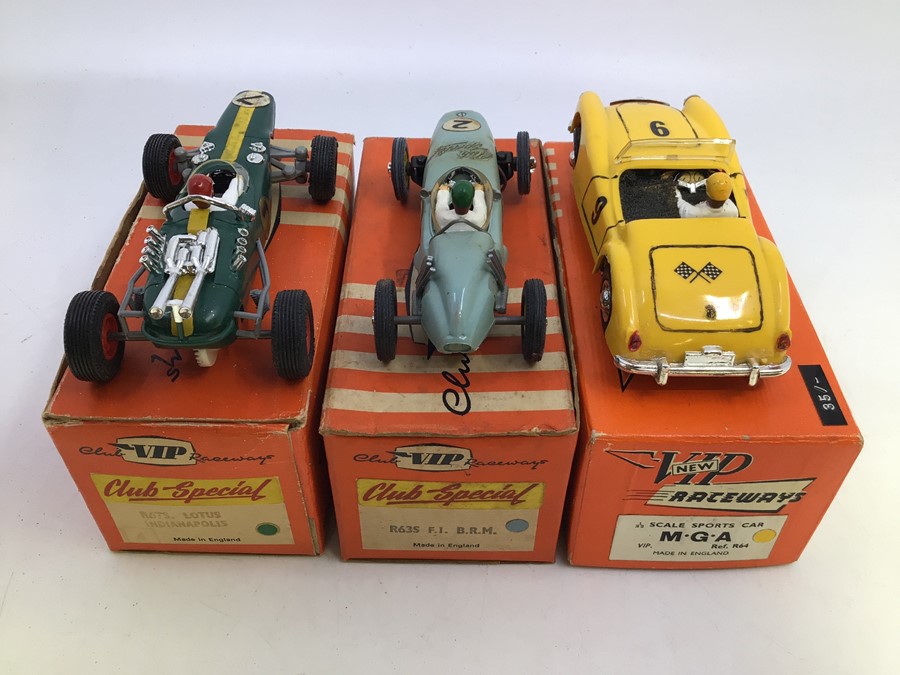 VIP Raceways: A collection of three boxed VIP Raceways vehicles to comprise: MGA, R64, #9, yellow - Image 2 of 3