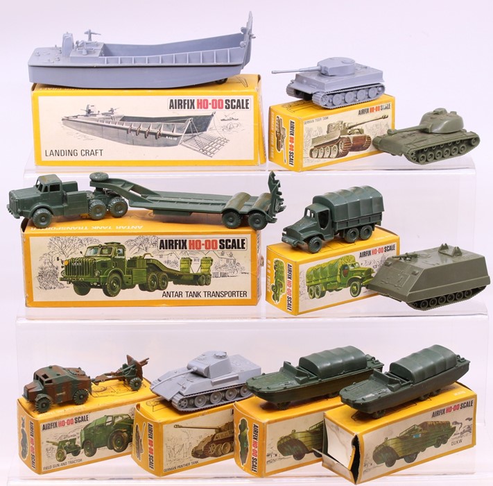 Airfix: A collection of eight boxed Airfix HO-OO Scale plastic vehicles to comprise: German Tiger