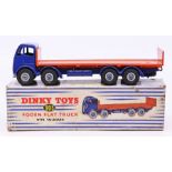 Dinky: A boxed Dinky Toys, Foden Flat Truck with Tailboard, 903, blue cab and chassis, orange