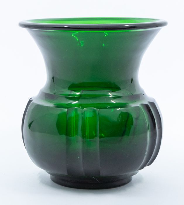 A Chinese Beijing green glass jar, the globular fluted body rising from a short foot to a waisted - Image 2 of 3