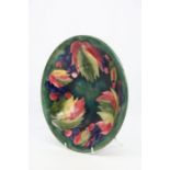 Moorcroft Leaf and Berry on green ground vase, 8cms high approx 25cm in diameter, W Moorcroft