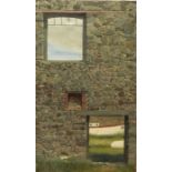 Yeomans, Geoffrey, 'Porthgain Wall', oils on canvas, titled verso, 50cm by 80cm