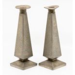 pair of pewter candlesticks by Craftsman Pewter Sheffield. Height approx 22.5cm