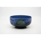 Moorcroft Moonlit Blue pedestal bowl, 16cms diameter, 8cms high approx, decorated inside and out,