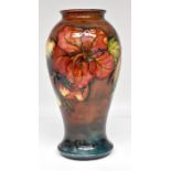 Moorcroft Hibiscus Flambe vase, 25cms high approx, Moorcroft and Made in England impressed marks,