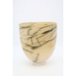 Adam Aaronson studio glass vase in random swirl decoration. Height approx 18cm. Signed to the