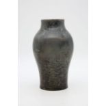 A Bernard Moore baluster shape vase in a grey/red high fired glaze with crystalline effect, red