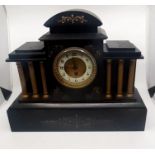 A 19th cent slate mantle clock with French movement