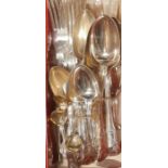A quanity of Silver Kings pattern flatware and plated flatware some boxed , silver gross 1050g