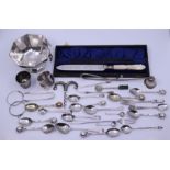 A collection of silver to include bowl paper knife cased and similar