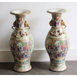 A large pair of Chinese famile rose vases (2) Faults H: 60cm (approx.)