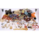 A large collection of costume jewellery including yellow metal items