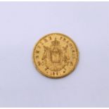 A French 1861, 20 Franc gold coin
