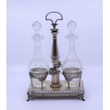 An itlalian silver twin glass cruet