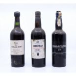 Three bottles of vintage Port to include Sandeman 1960 and Dows 1963