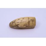 Scrimshaw interest a period 19th cent carved whale tooth