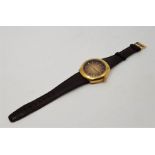 A Zenith XL-Tronic gold plated gentleman's wristwatch, quartz movement, having tan to dark brown