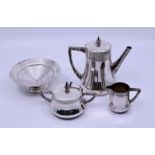 A WMF silver plated coffee set, and pedestal dish, stamped 'WMF'.