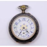 An interesting Russian Silver Niello pocket watch with gold overlaid cartouche