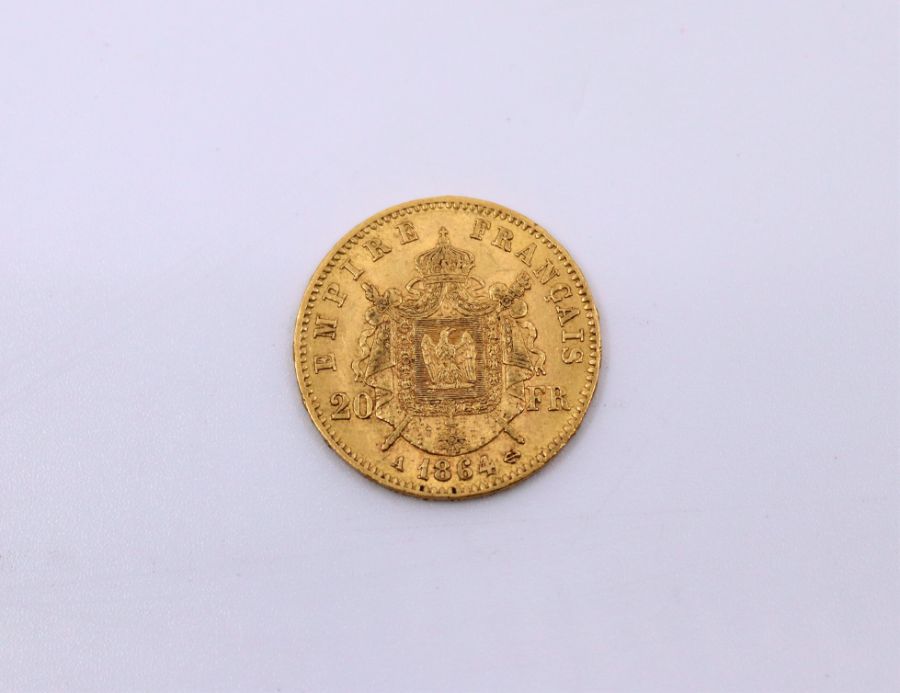 A French 1864, 20 Franc  gold coin