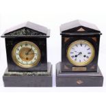 Two 19th cent black slate clocks