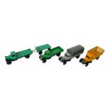 4x Dinky Toys Assorted Trucks & 1x Trailer. Lot Includes: No.25F Market Gardeners Lorry - Yellow