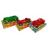 3x Merit 1/24 Racing Car Kits 'Pre Built'. Lot Includes: 1954 'D' Type Jaguar in Red, with