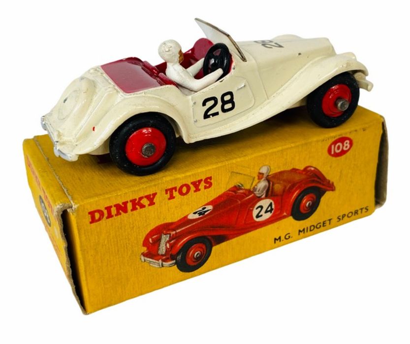 Dinky Toys 108 M.G. Midget Sports Car Boxed. Presented in Cream Bodywork with Burgundy Interior, - Image 2 of 3