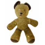 Circa 1960's Mohair Teddy Bear. Wood wool stuffed, short protruding muzzle, horizontal stitched