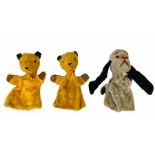 3x Assorted 'Sooty & Sweep' Glove Puppets. Lot includes: 2x Mid 20th century Sooty glove puppets,