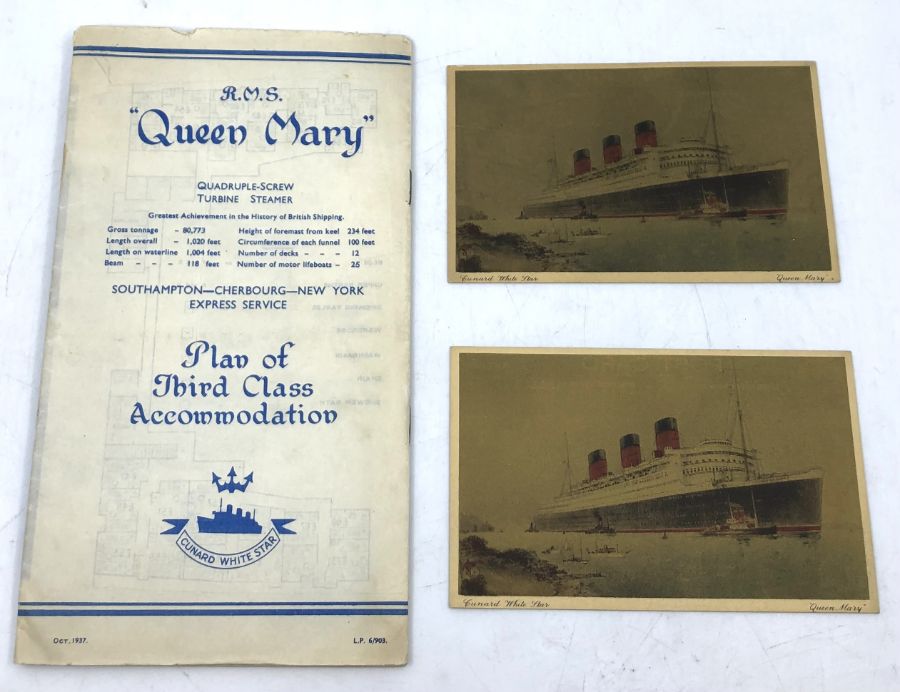 Queen Mary - A Plan of the Third Class Accommodation from October 1937, fold out design featuring