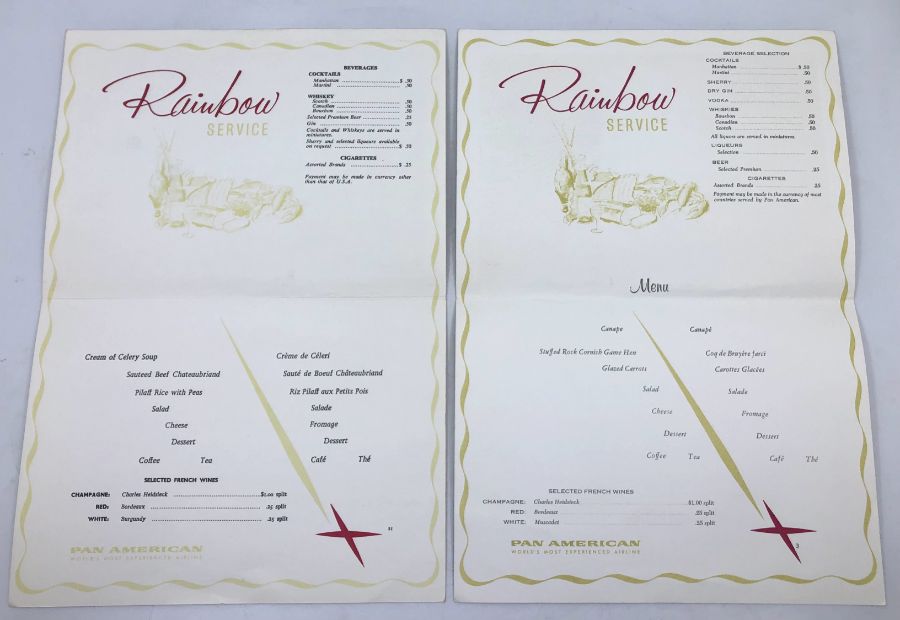 Pan Am - four fold open Pan American airline menus with differing images on, The Pan Am Building - Image 2 of 3