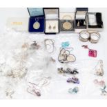 A large  collection of silver and white metal jewellery to include a cubic zirconia set necklace