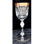 Kvetna 'Jessie Casperia' glassware from Bohemia. 12 red wine glasses clear glass with gold rim